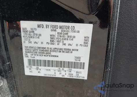 2013 Ford F-150 Xlt z USA, uszkodzony, nr VIN 1FTFX1EF4DFE09064